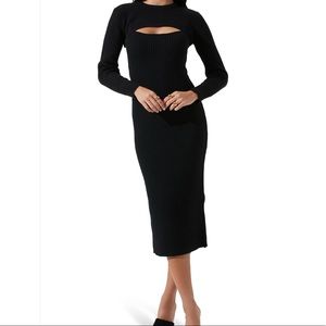 Astr Long Sleeve Cutout Sweater Dress In Black (Large)